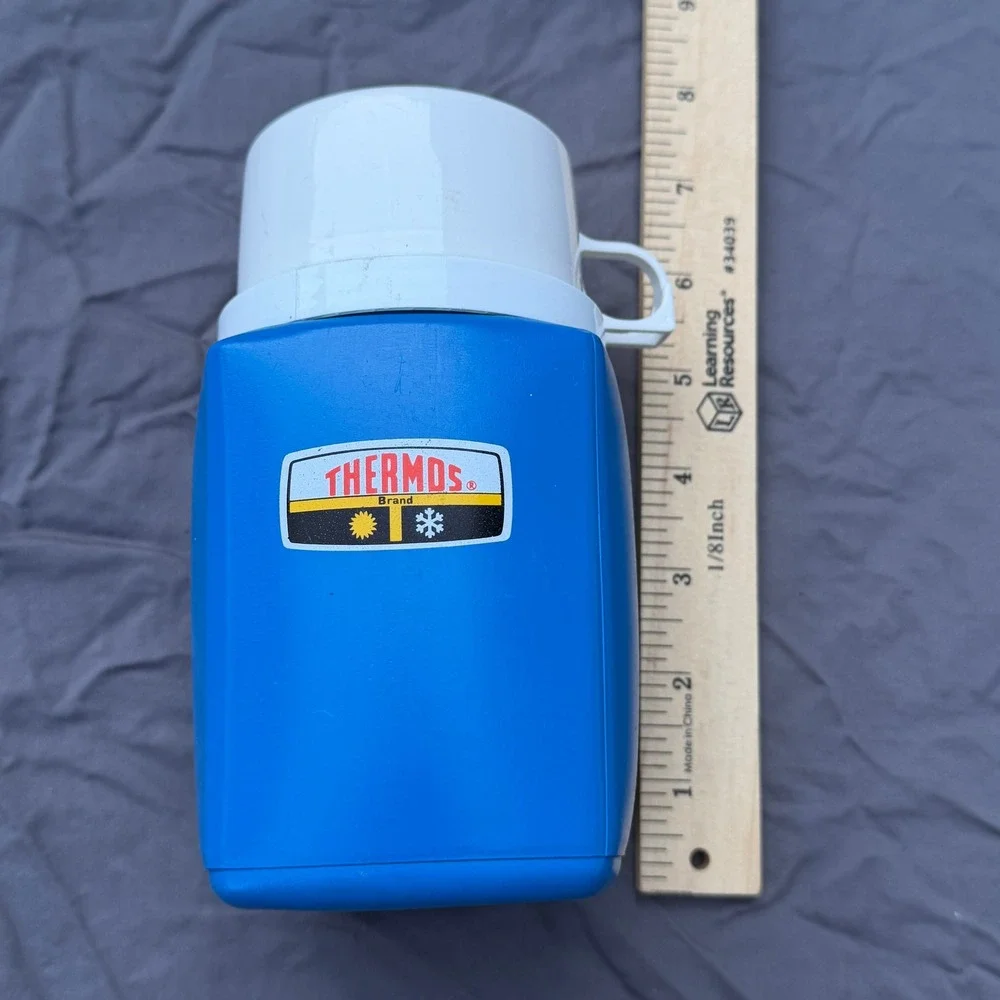 Vintage Thermos King Seeley Blue 8 oz Insulated Bottle Cup Lid USA Camping